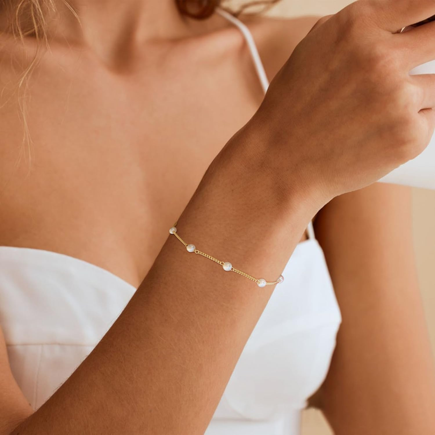 Gold Jewelry Set for Women, Dainty Layered 14K Gold/Silver Pearl Choker Necklace