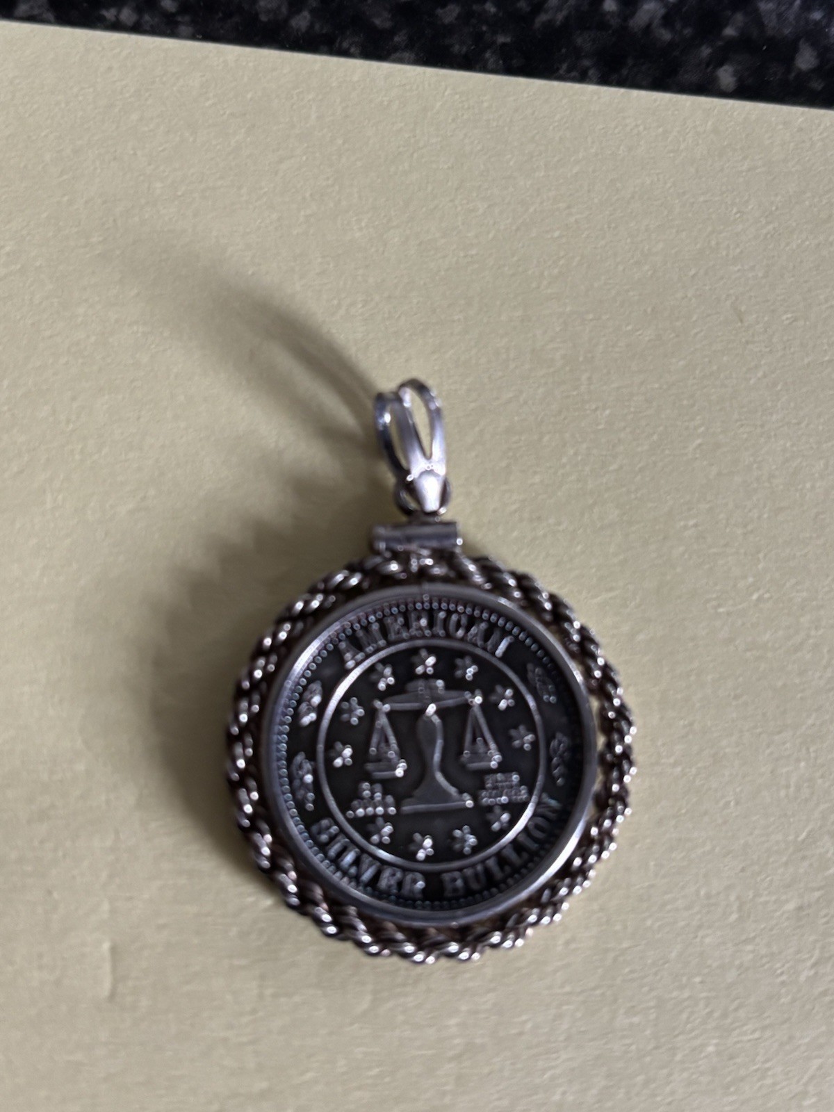 American Silver Bullion Coin Pendant 7.50 Grams Eagle/Scales VG