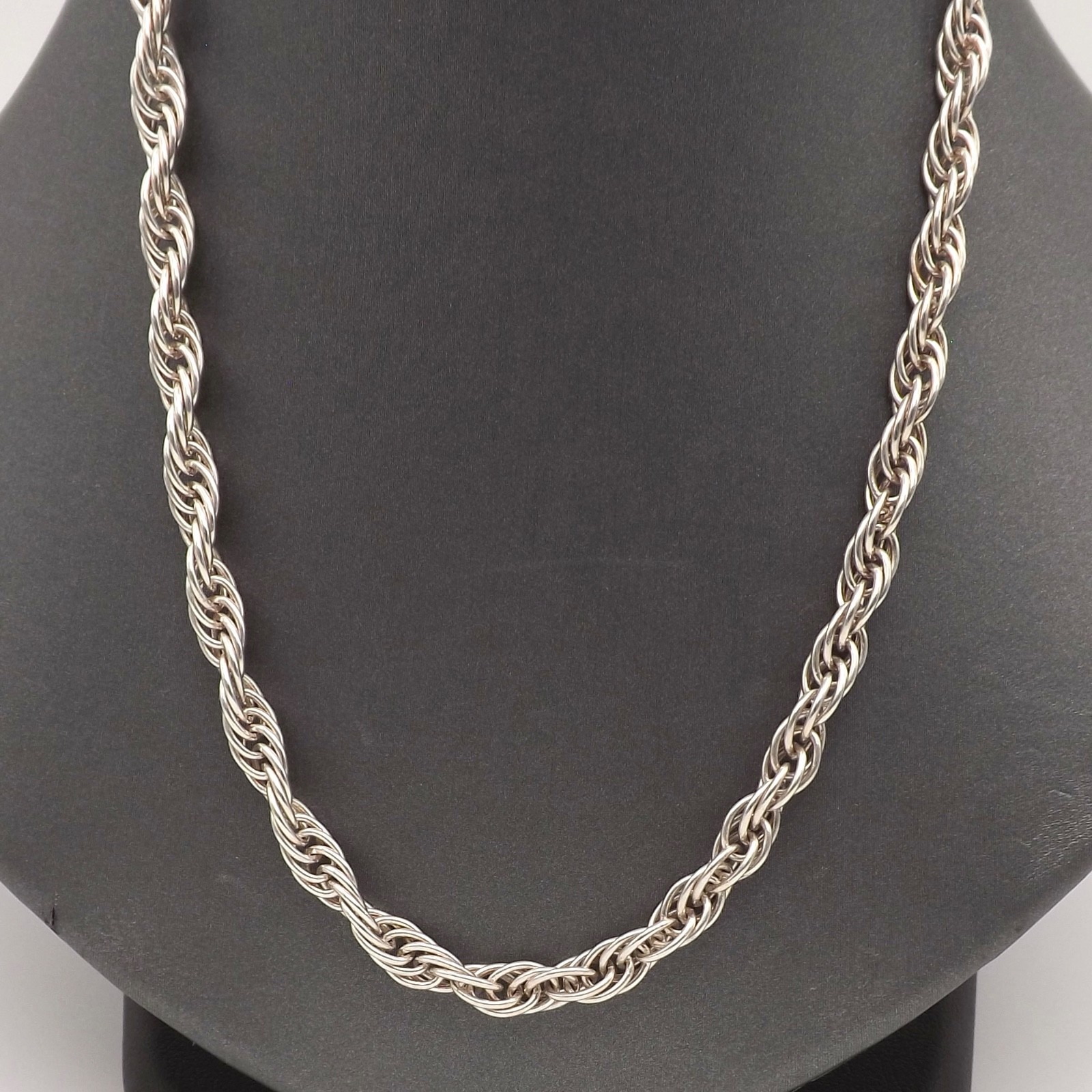 Sterling Silver Open Rope Link Chain Necklace Versatile Milor Italy 32in Long