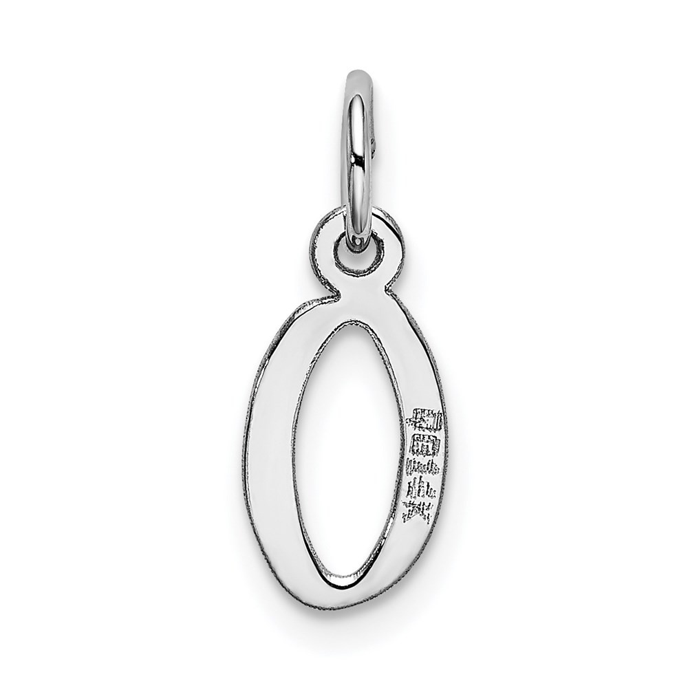14K White Gold Small Slanted Block Letter O Initial Charm Pendant; Wt. 0.19 g