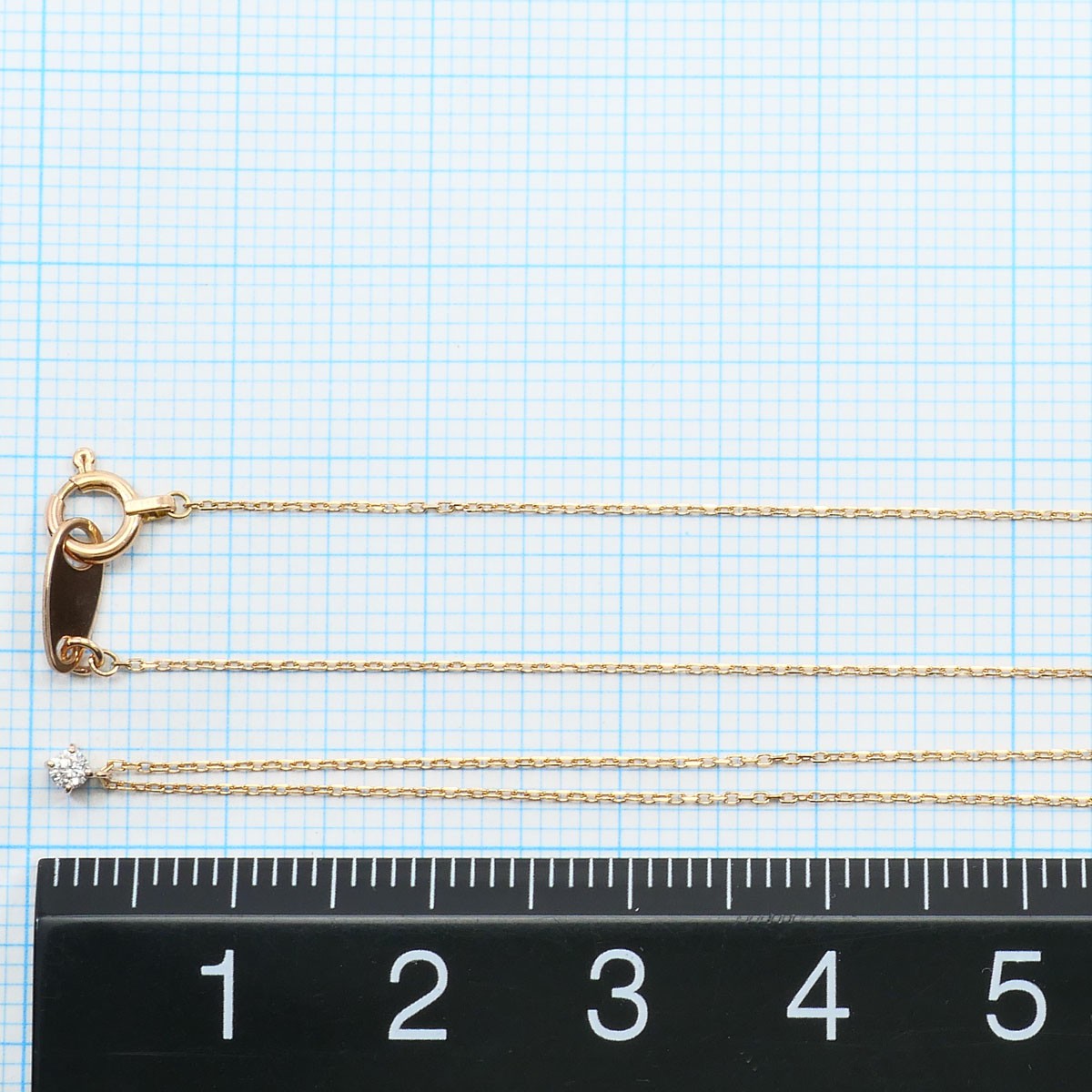 ete K10 10 gold Necklace Diamond (no carat mark) 0.7g 40cm Free shipping Used
