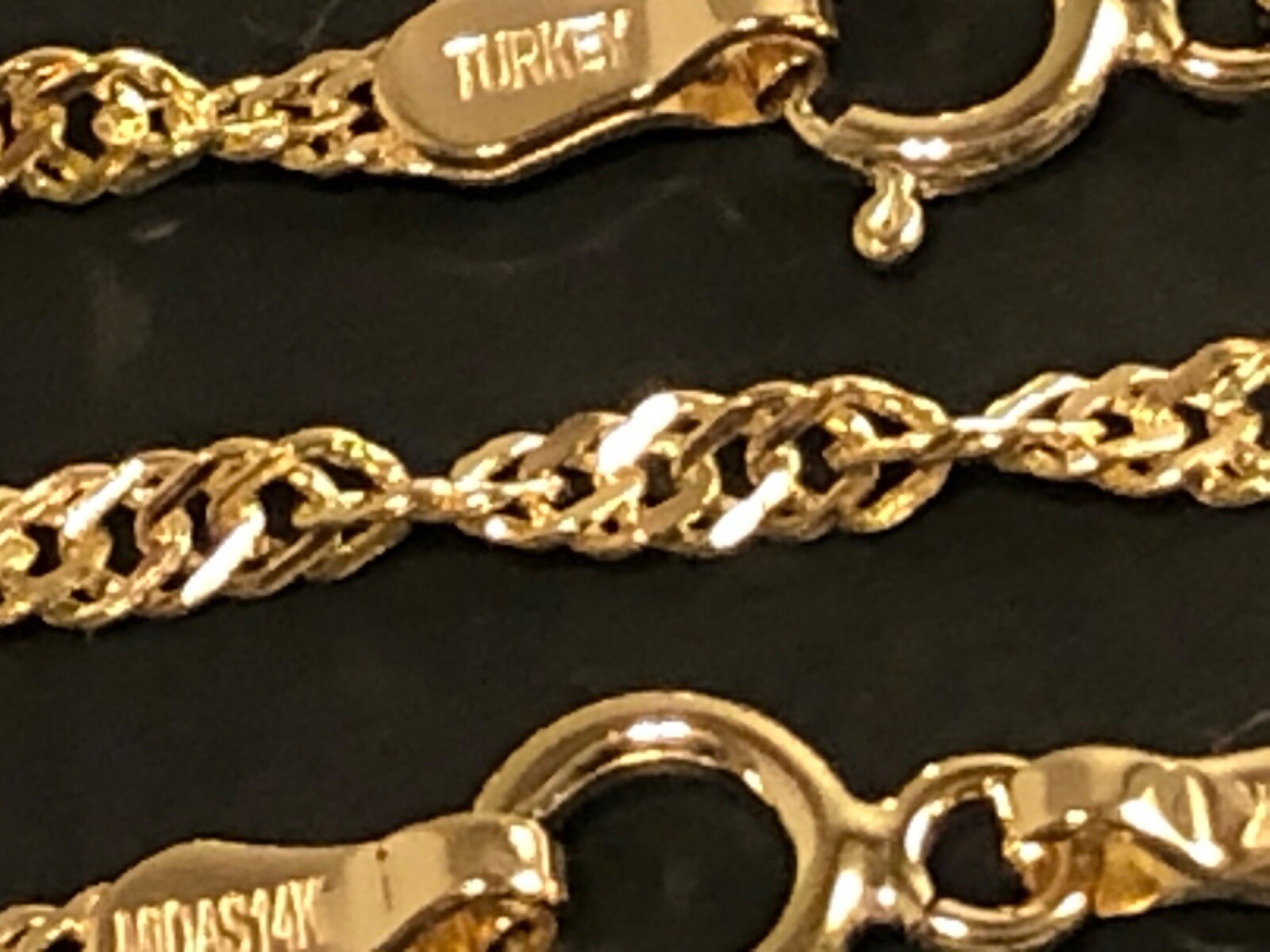 14K Solid Yellow Gold 2.15mm Singapore Chain Diamond Cut Twisted Necklace 16-24”