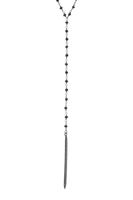 2022 ADORNIA TERRY BLACK SPINEL & CHAMPAGNE .3 CTW DIAMOND SPIKE NECKLACE 24″ IN