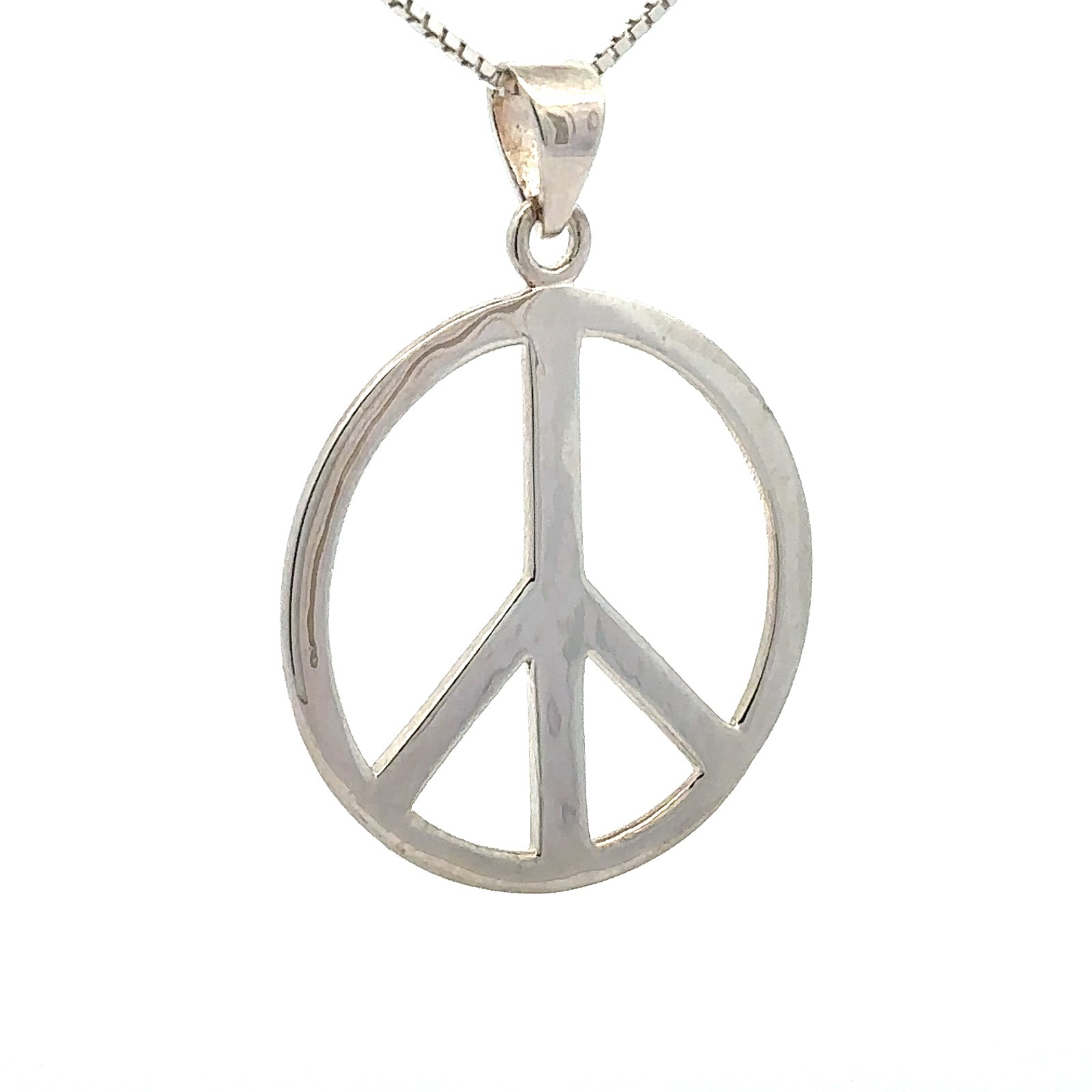 Sterling Silver Peace Sign Pendant (1 1/4 x 1 1/2 Inch)