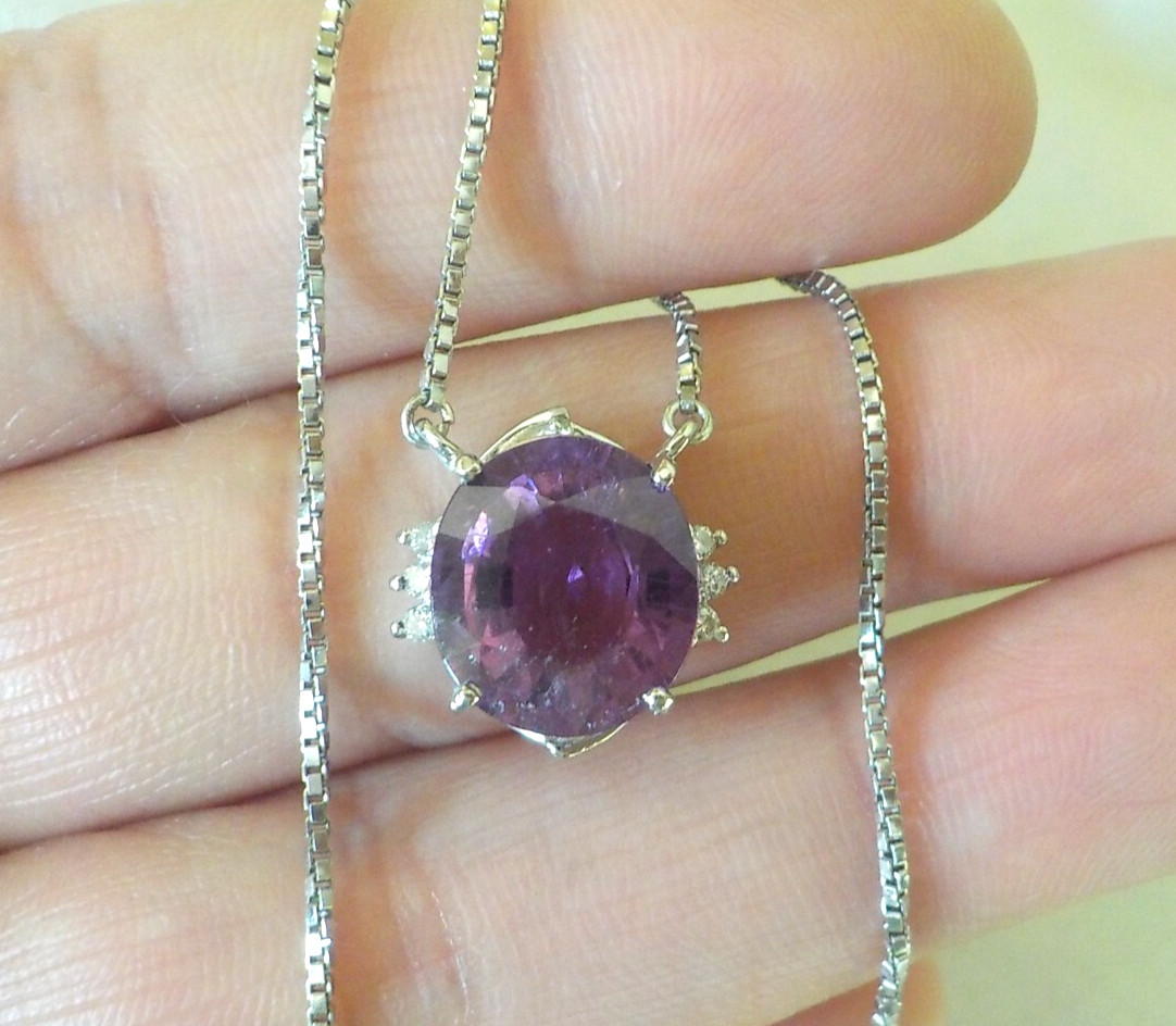 Platinum Unique Purple Tourmaline Diamond Necklace – 7.36 gms, 16.3 in, 3.79 ctw