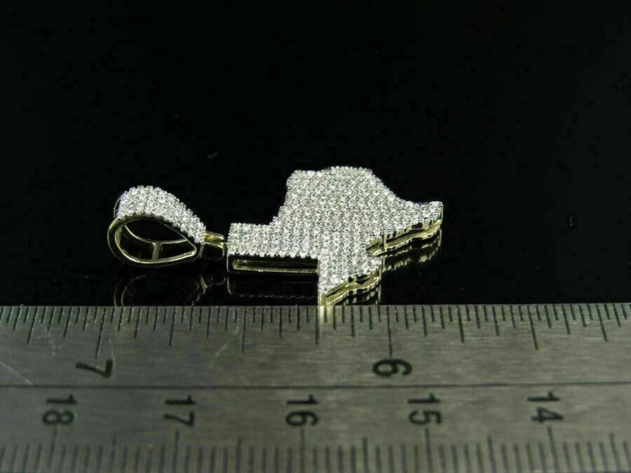 1.50Ct Round Diamond Texas Map Unisex Pendant 14K Yellow Gold Finish Free Chain