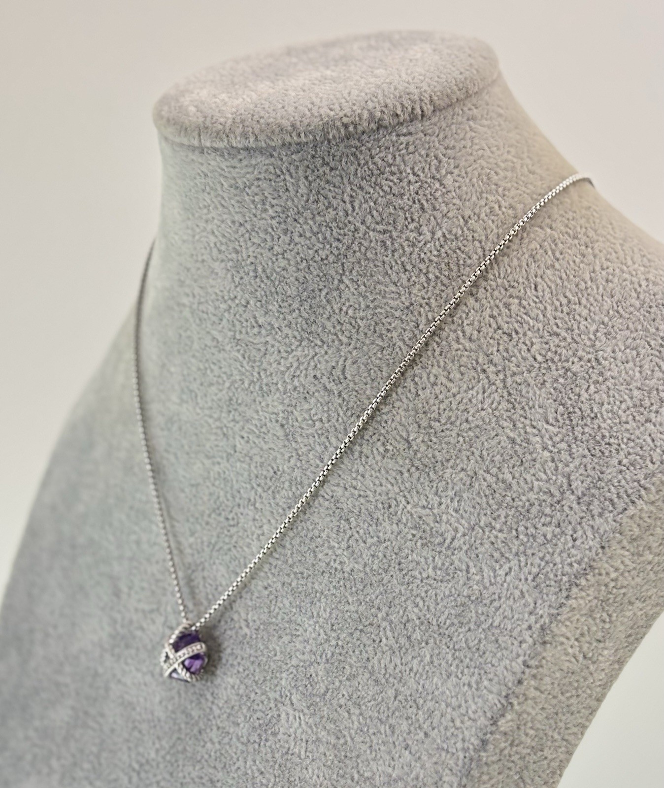 David Yurman Cable Wrap Pendant Necklace with Amethyst 16-17″