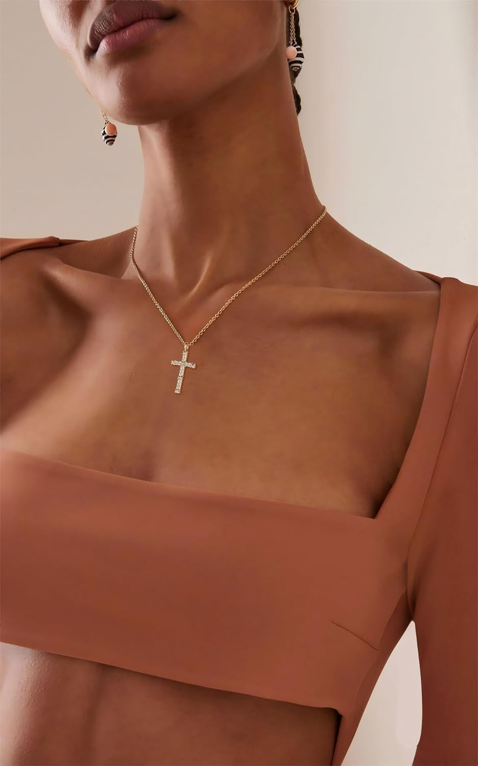 14K Gold Cross Necklace for Women,Gold Filled Sterling Silver Cross Necklace CZ