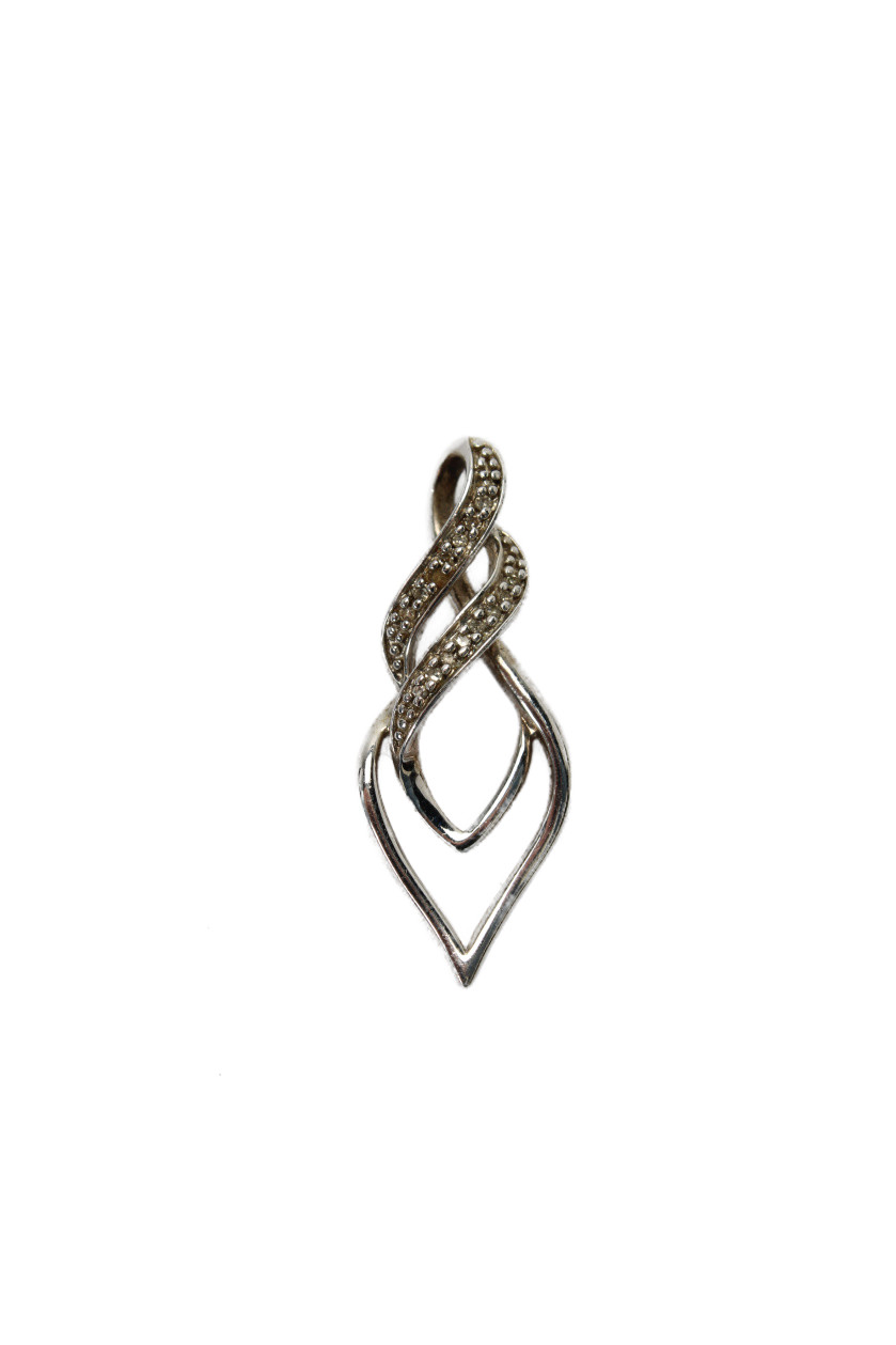 Designer Womens 925 Silver Diamond Swirl Slider Pendant 1.2″ 1.5g