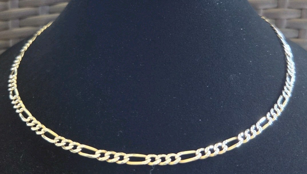 Italy 925 Sterling Silver Diamond Cut Figaro Chain Sparkle 24″ 12g 4mm