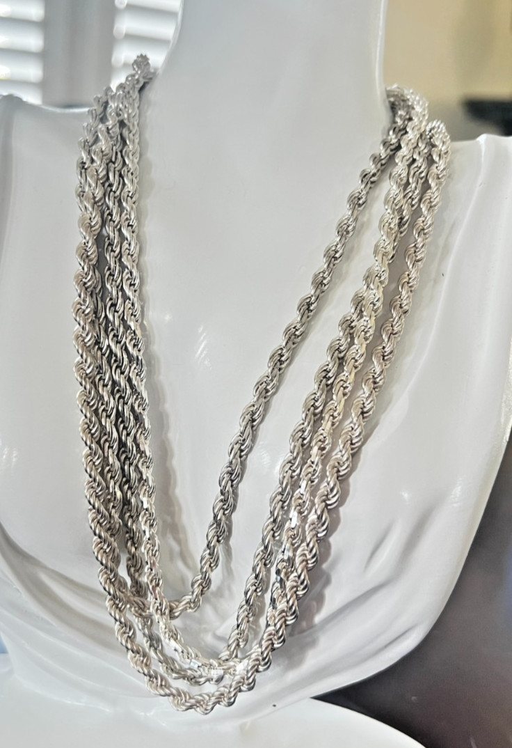 Diamond Cut Rope Chain x 3 SET In 925 Sterling Made In Italy.18″, 24″ & 36″ SET