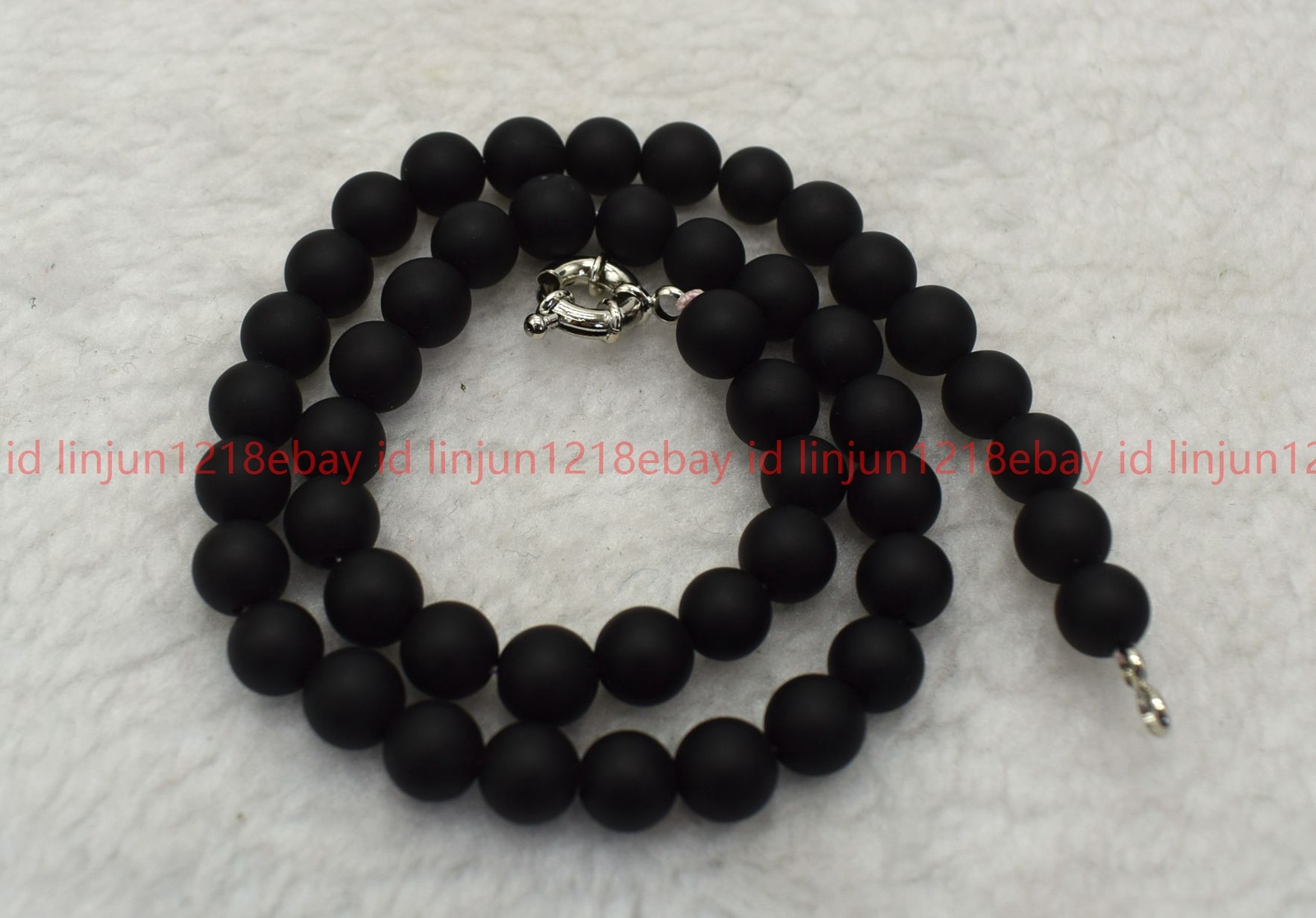Natural Beautiful 8mm Black Matte Agate Round Gemstone Beaded Necklace 16-32in