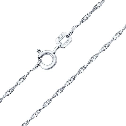 1MM 925 Sterling Silver Italian Diamond Cut Singapore Chain Necklace 16″-30″