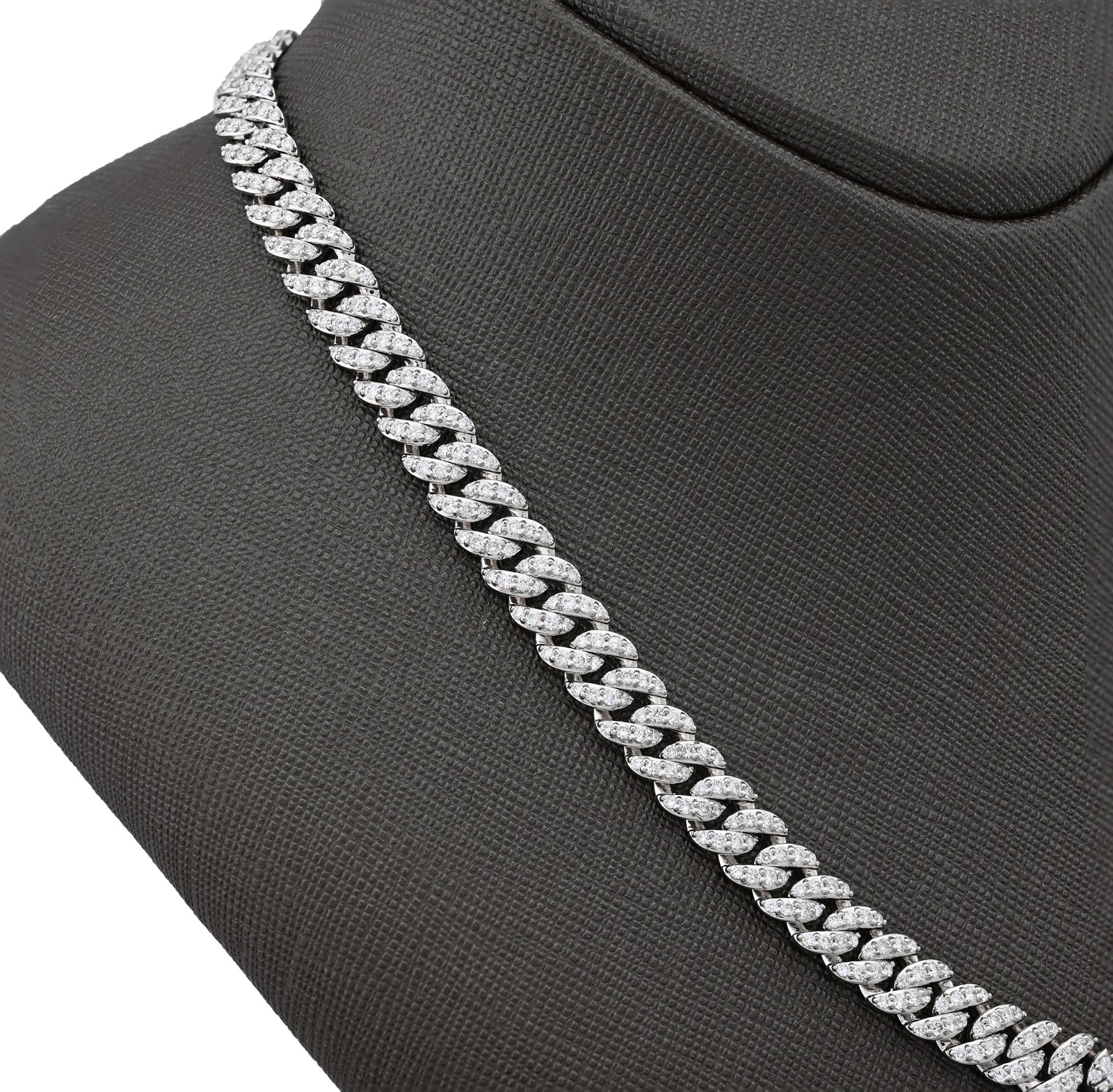 7.5MM 925 Sterling Silver 10CTW Lab Diamond Cuban Chain 59.7g 22 Inches Necklace