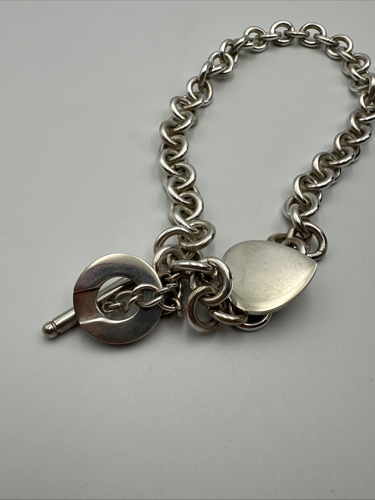 Authentic Tiffany & Co. Sterling Silver 925 Blank Heart Tag Toggle 16” Necklace