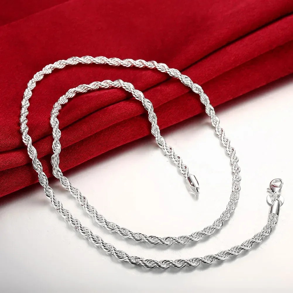 925 Sterling Silver Italian Rope Chain Men’s Necklace 4mm – NEW