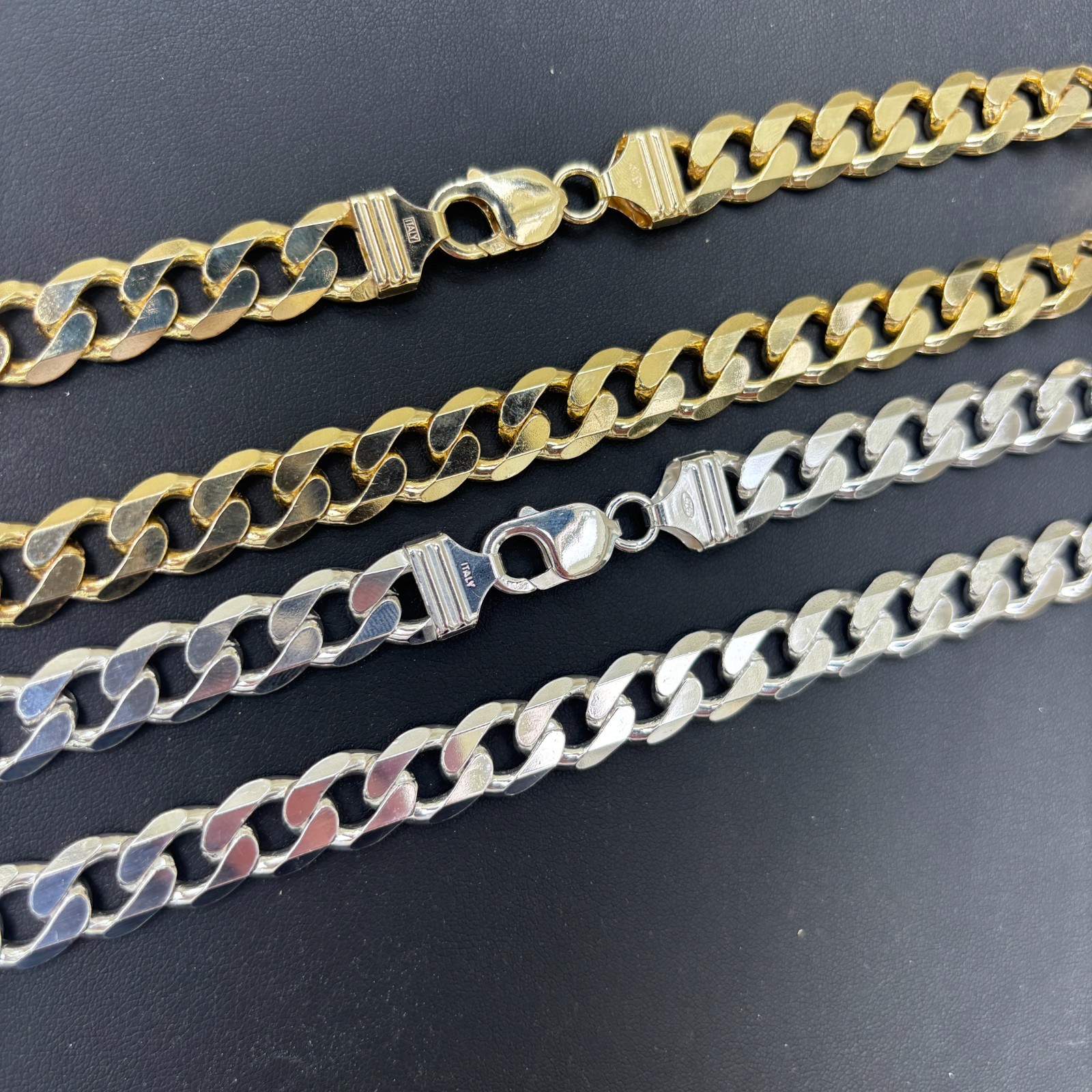 12mm Curb Link Chain – Real Solid 925 Sterling Silver Or 14k Gold Vermeil ITALY