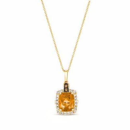 LeVian 14K Yellow Gold Citrine Chocolate Diamond 2.58 cts Pendant Necklace