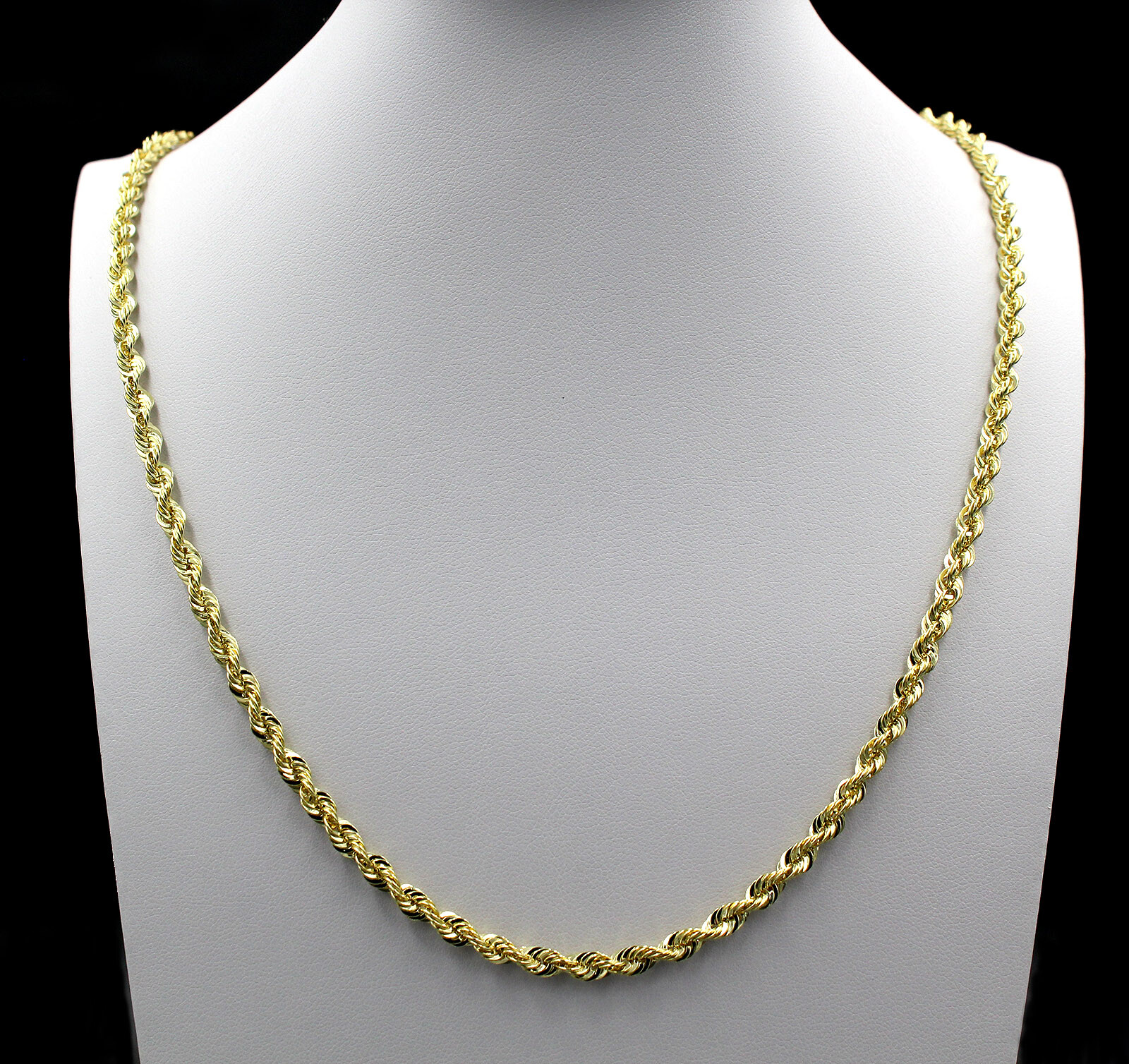 10K Yellow Gold 2mm-6mm Diamond Cut Rope Chain Necklace or Bracelet 16″ – 30″