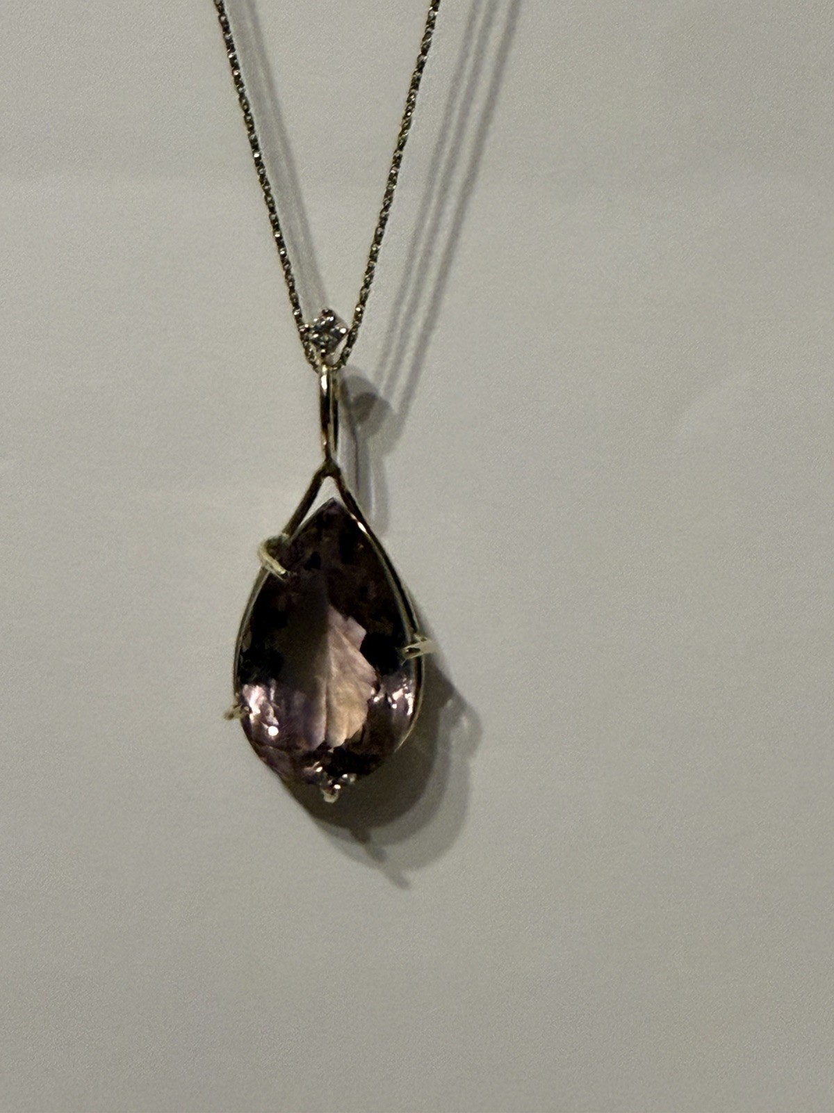 14k Yellow Gold 21.42 Carats bicolor Ametrine and diamond Pendant