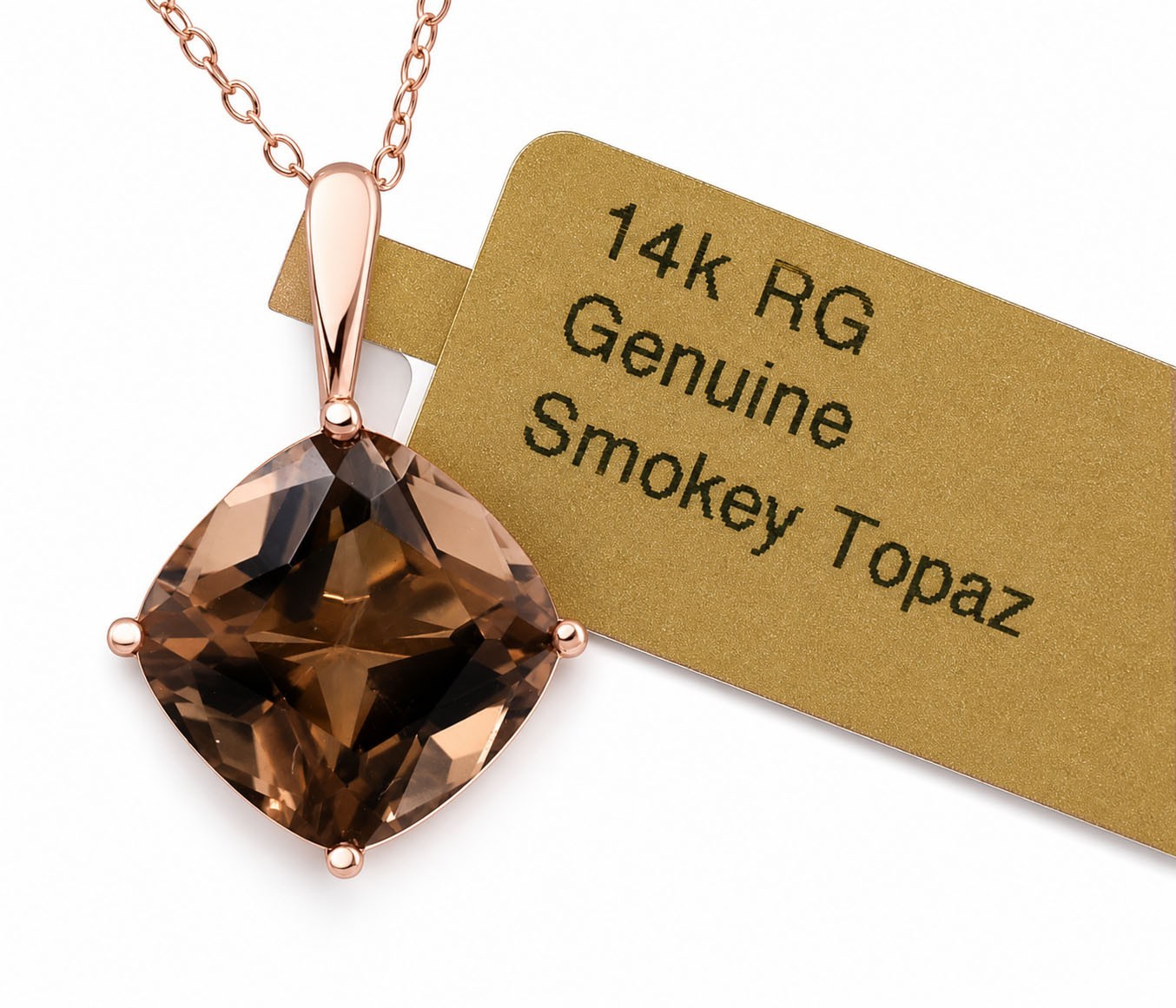GENUINE 4.35 Cts SMOKY TOPAZ PENDANT 14k ROSE GOLD – Free Appraisal Service