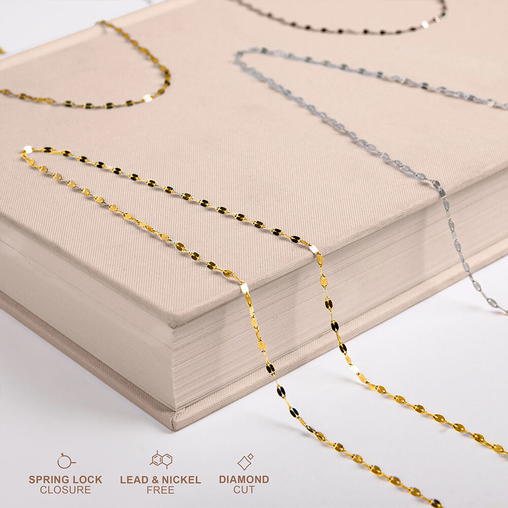 14K White Gold 2mm Diamond Cut Mirror Chain Necklace