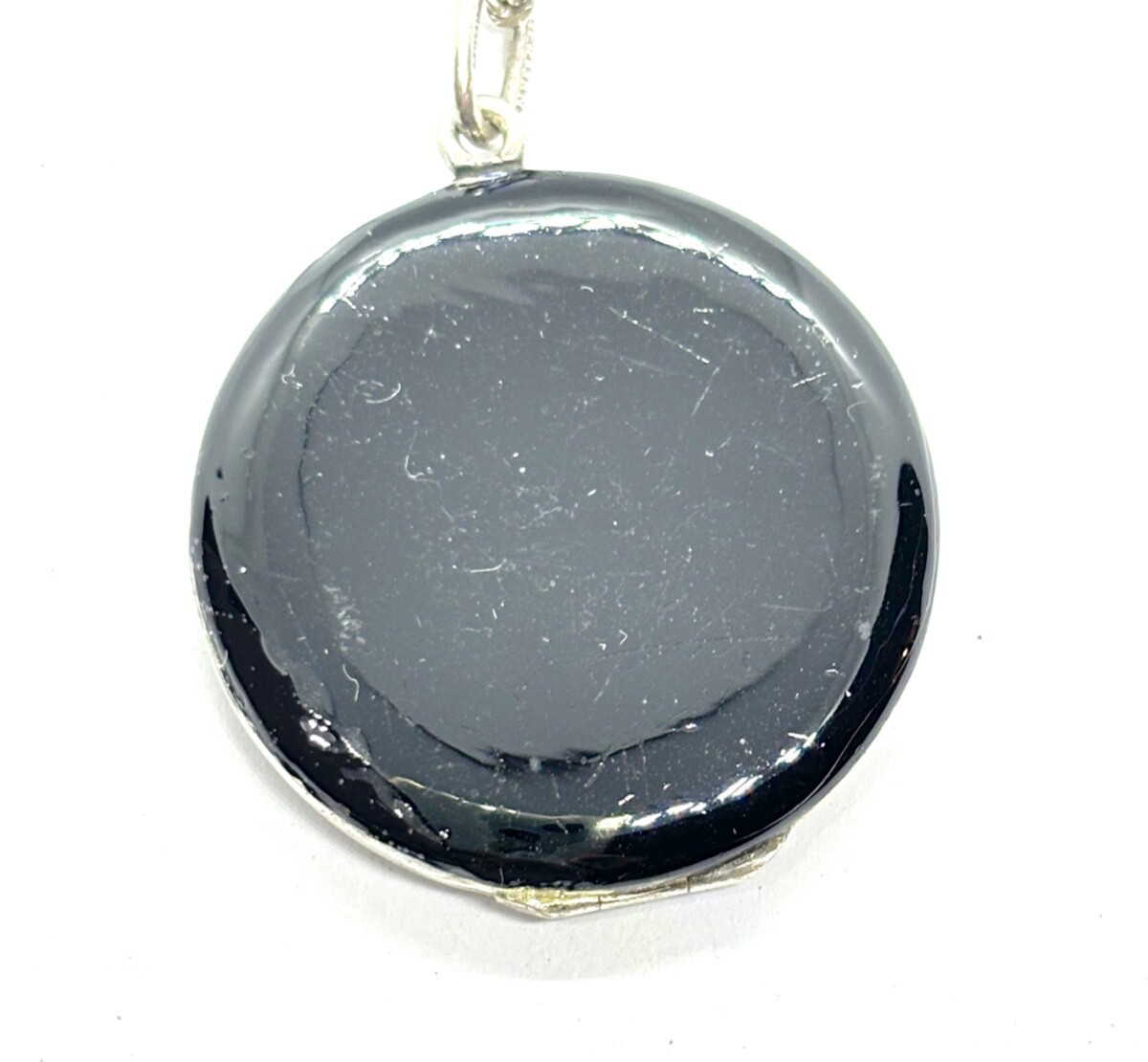 Antique 1900’s German Sterling Silver Enamel Picture Locket Pendant Necklace 16g