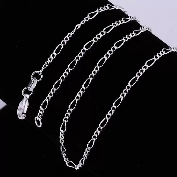 925er Sterling Silberkette Figarokette Männer Frauen 40-75 cm