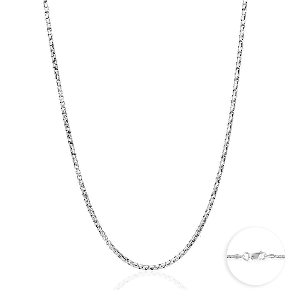 925 Sterling Silver Rhodium Italian Solid Round Box Chain 0.85-3.7mm 16-30″