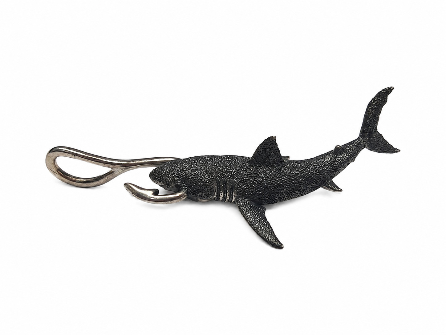 925 Sterling Silver Shark Fish Hook Pendant 2″ 9g Ocean Nautical Necklace New