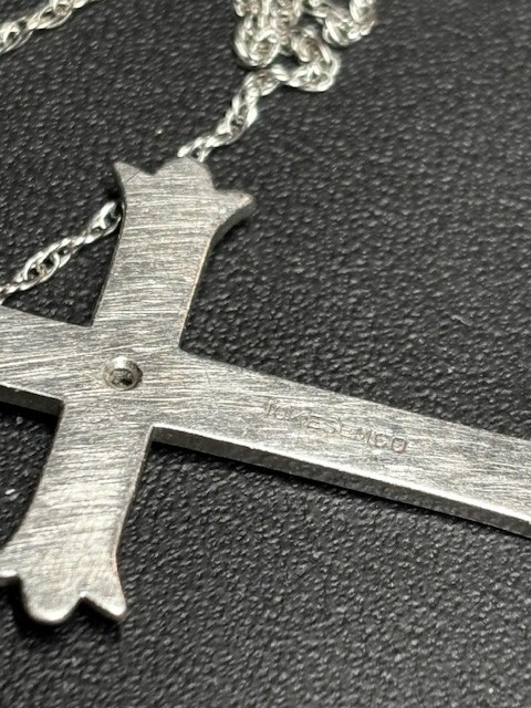 10K/14K White Gold And Diamond Cross Pendant Necklace