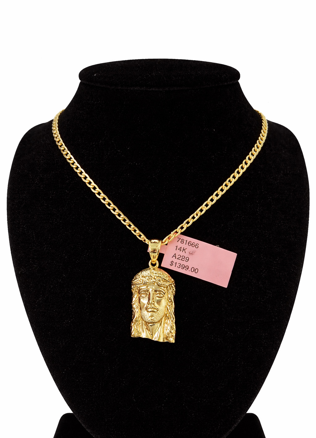 REAL 14k Cuban Curb Link Necklace Chain Jesus Face 2.5mm 18 inches Ladies