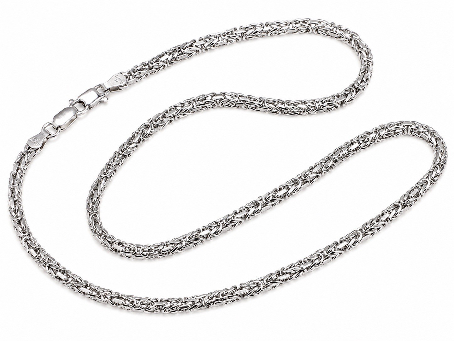 14K White Gold Byzantine Chain Necklace 8.6g, 19in Classic Link Lobster Clasp