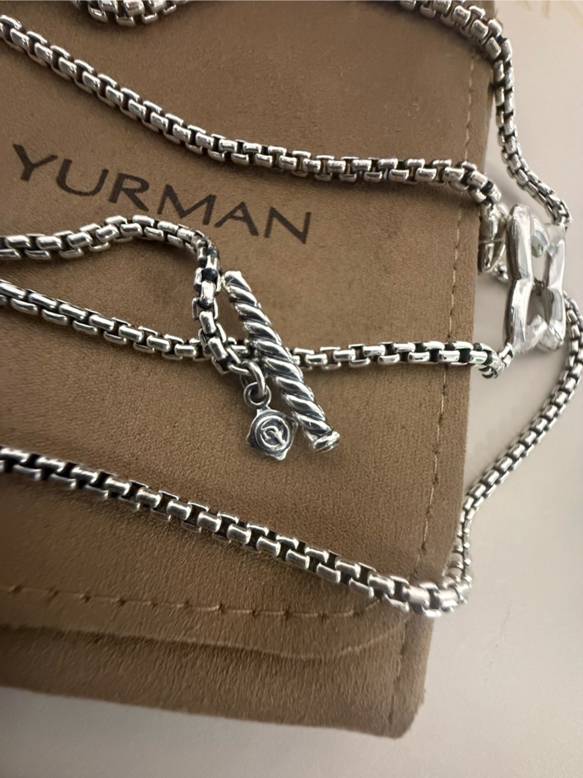 David Yurman .925 Sterling Silver Quatrefoil Chain Necklace 36″