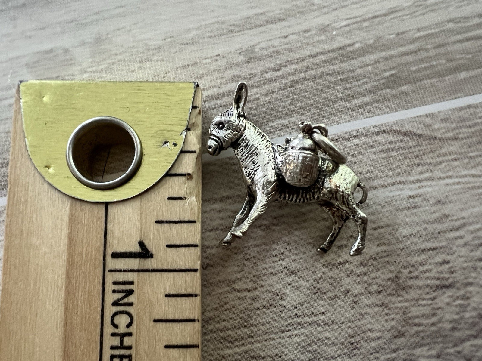 Donkey Burro Charm Pendant Silver Tone Pack Mule Figural Travel Souvenir Vintage