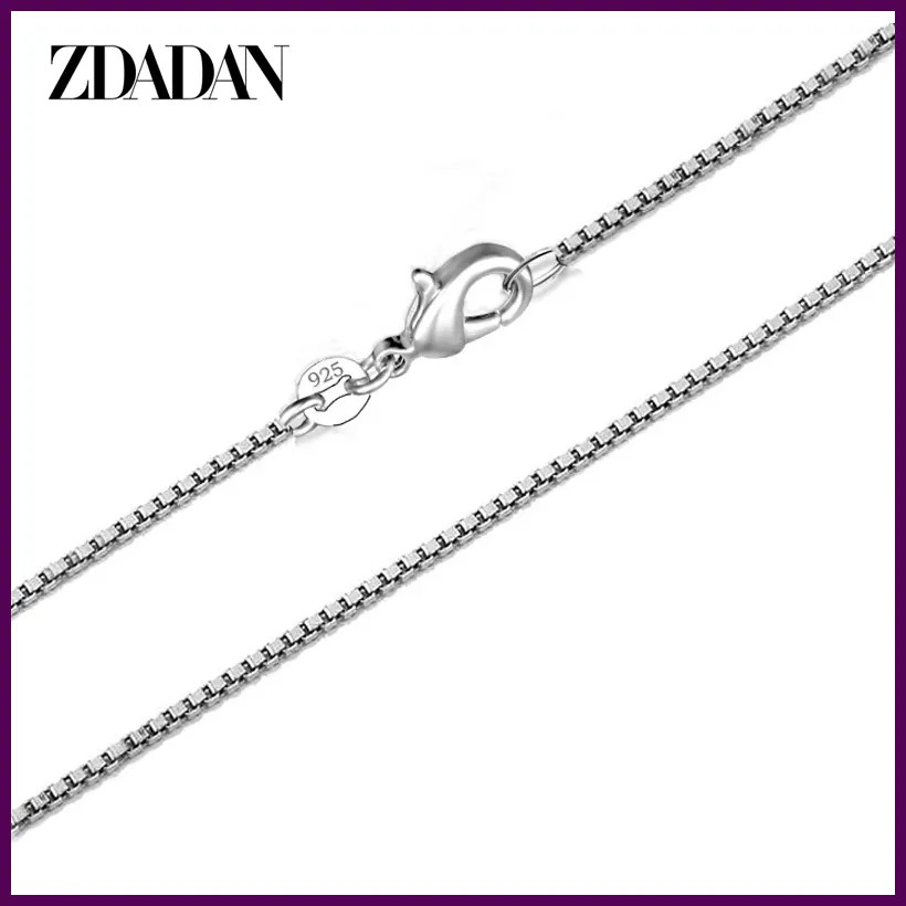 100% Genuine Sterling Silver 2mm Box Chain Necklace For Women Fashion