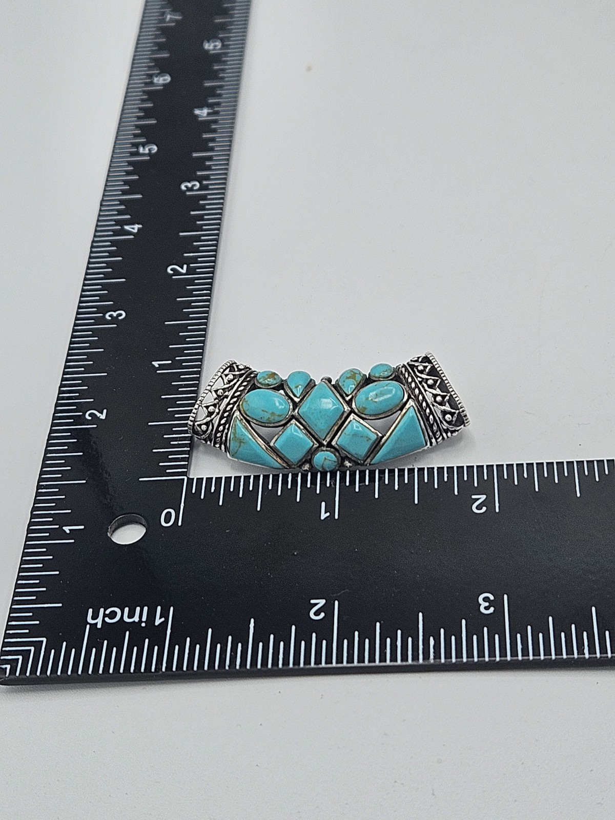 925 Sterling Silver Turquoise Slide Pendant Necklace Popcorn Chain 18″ 0085
