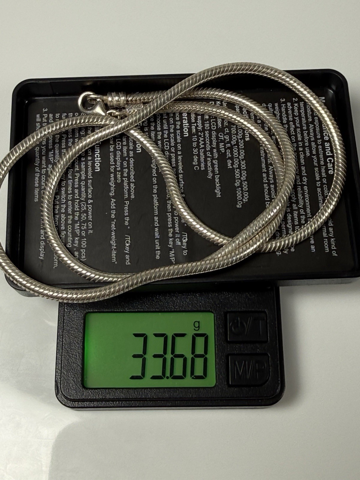 Sterling Silver 925 21.5” Necklace Snake Chain Classic 3mm