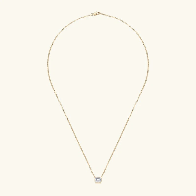 1ct Emerald GRA Certified Moissanite Pendant Necklace 14k Gold Plated 925 Silver