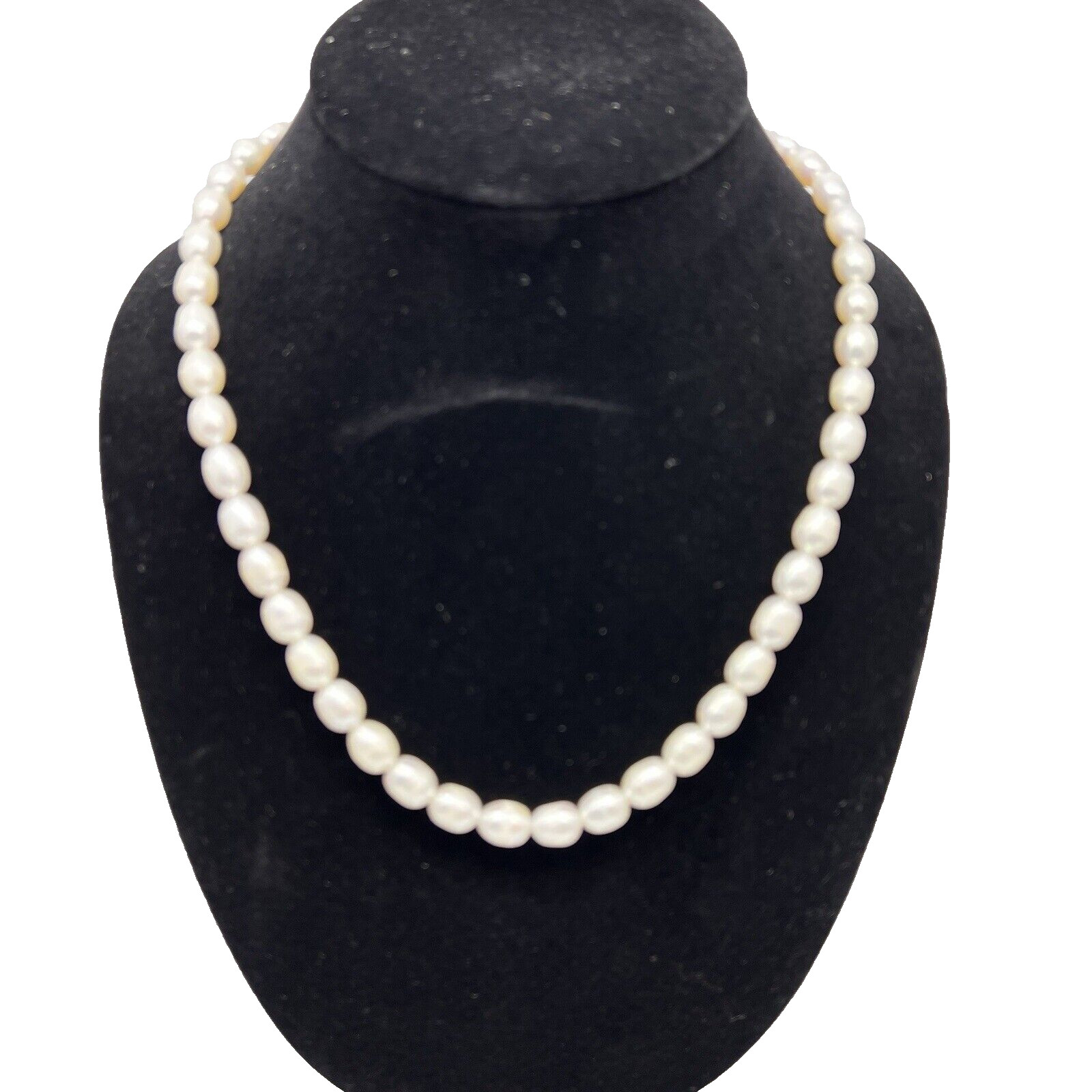 Womens Pearl Necklace Genuine Cultured Fresh Water Barrel Sterling Clasp 21in