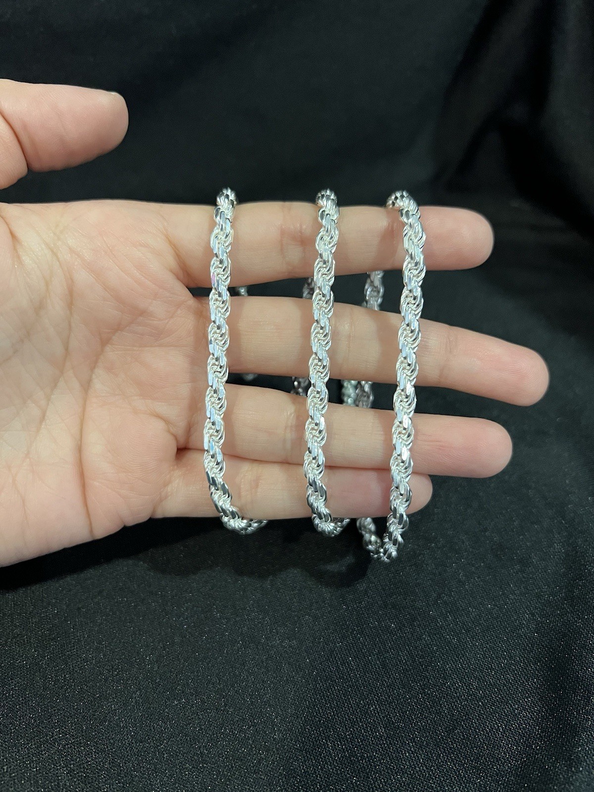 .925 Sterling Silver Men’s Male Women Twisted Rope Choker Chain Necklace 18″
