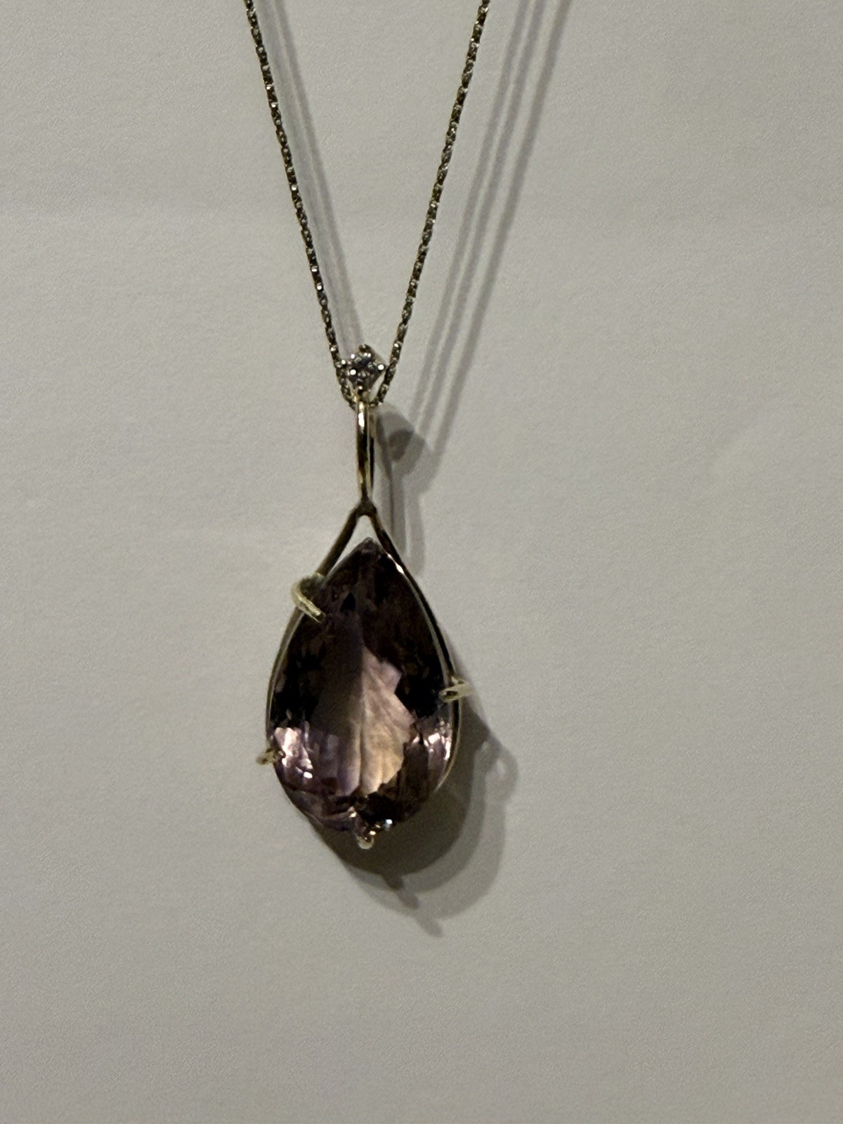 14k Yellow Gold 21.42 Carats bicolor Ametrine and diamond Pendant
