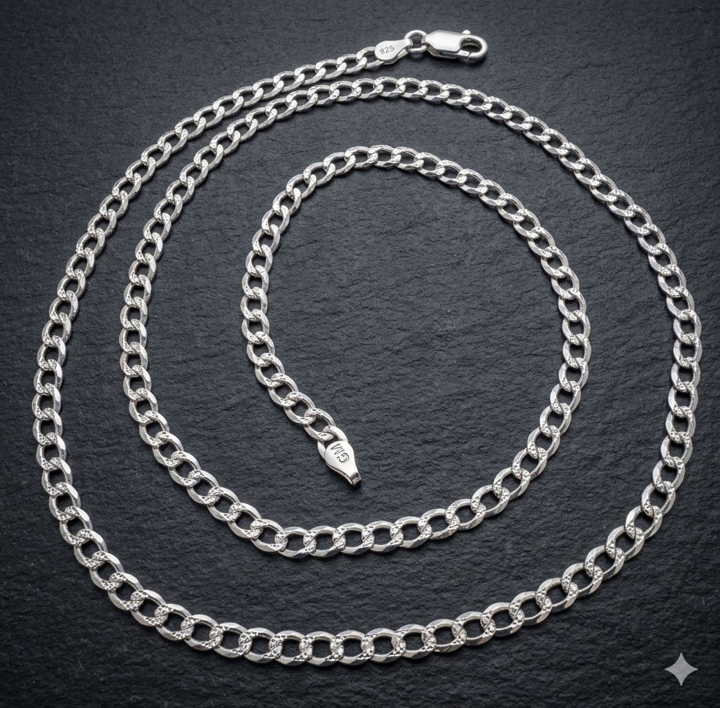 24″ Reversible Diamond Cut Pave Cuban Curb Chain Necklace Real Solid 925 Silver