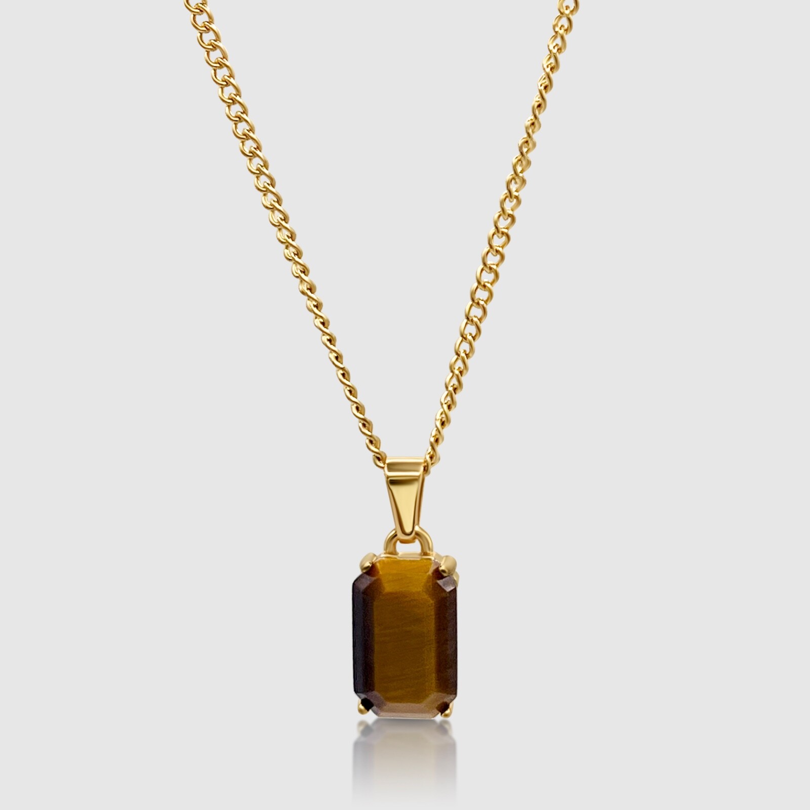 Tiger Eye Pendant & Necklace In 18k Gold 20” Chain – Tiger’s Eye Amulet Jewelry