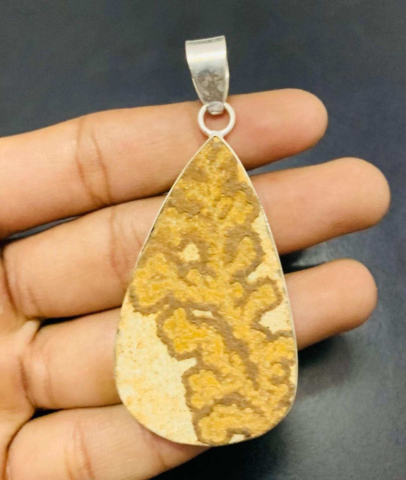 German Dendrite Gemstone 925 Sterling Silver Handmade Pendant Jewelry Gift For