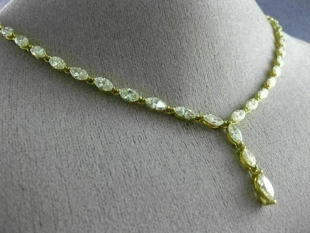 14Ct Marquise Cut Lab Created Diamond Tennis Necklace 14K Yellow Gold Plated 18″