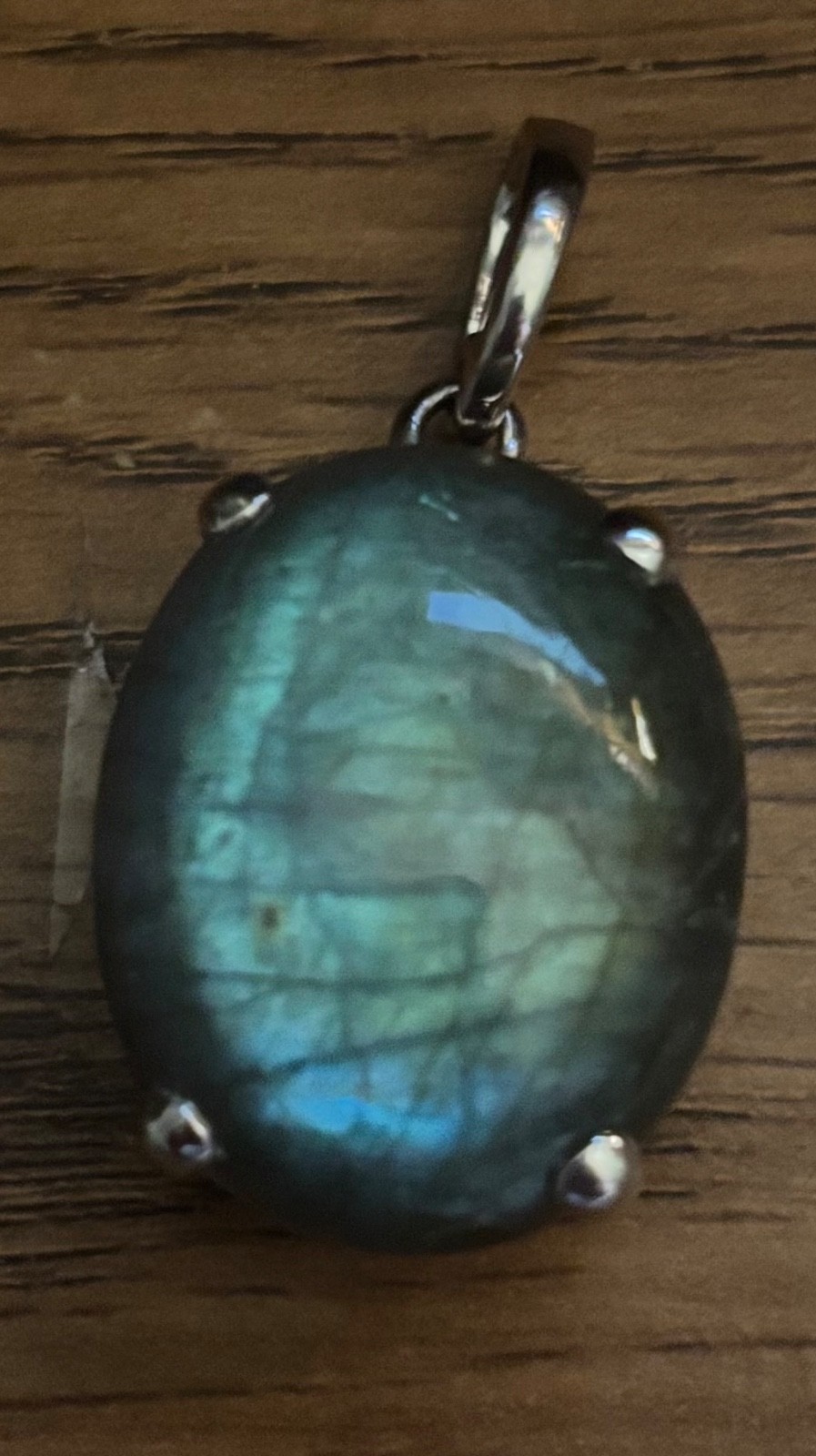 SI India Vintage 925 24mm Labradorite Hinge Clasp Pendant 10 g
