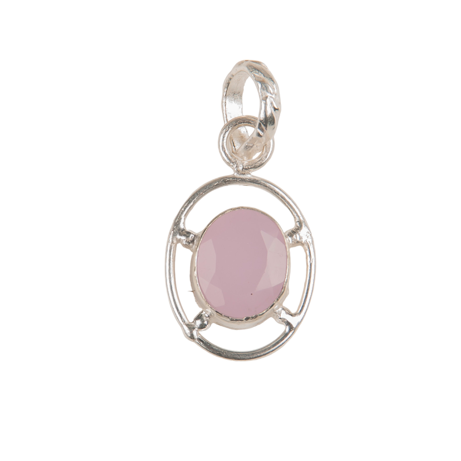 Rose Chalcedony Gemstone 925 Sterling Silver Necklace Pendent1.30″ Gift For Wife