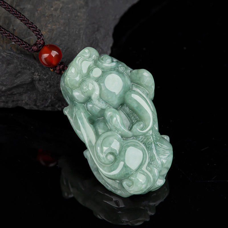Natural Grade A Jade Jadeite Men Women Wealthy Ruyi Pixiu Pendant