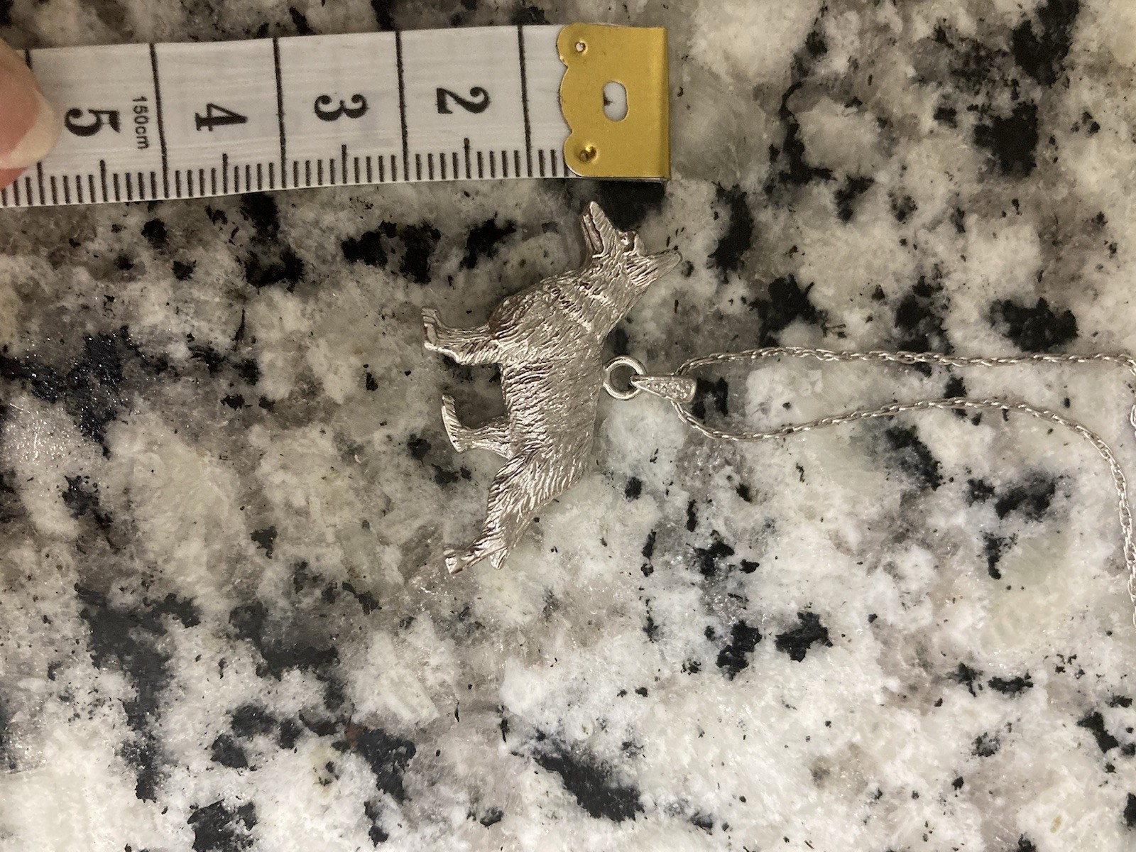 Sterling Silver German Shepard Diamond Necklace